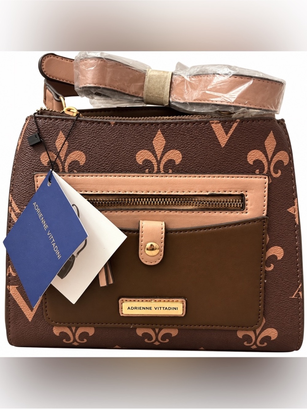 Adrienne Vittadini Brown & Blush Fleur-Print Crossbody
